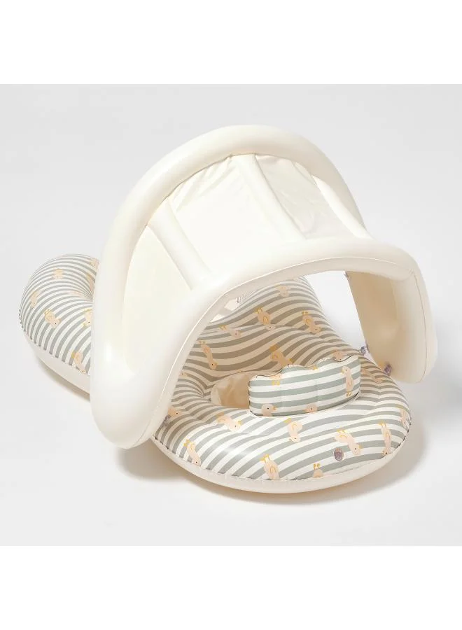 ساني لايف مقعد استحمام للأطفال بتصميم بطة بخطوط خضراء